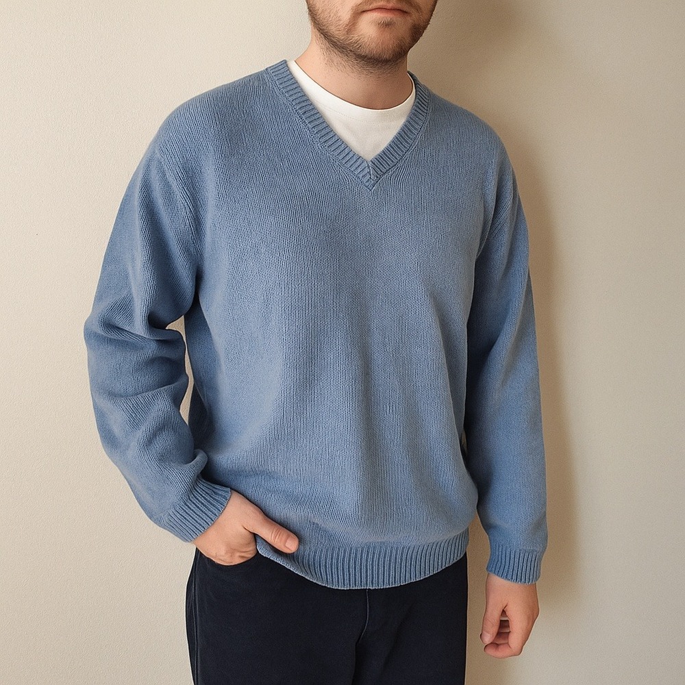 Vintage J Crew Lambswool Sweater Mens XL Blue Knit Oarsman Made‎ in Italy Preppy